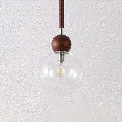 Elegant Nickel & Dark Walnut 7" Globe Pendant Light
