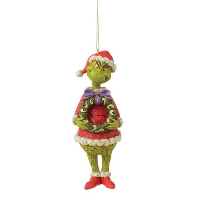 Jim Shore 5.25" Grinch Holding A Wreath Christmas Ornament Dr.Seuss  -  Tree Ornaments