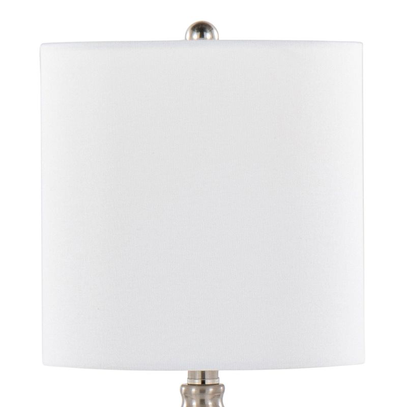 LumiSource (Set of 2) Belle 20&#34; Contemporary Glass Accent Lamps Clear Wrinkle Glass Brushed Nickel and White Linen Shade from Grandview Gallery, 5 of 8