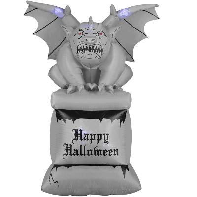 Holidayana HD-YI-HW-GARG 8 Foot Tall Air Blown Inflatable LED Halloween Stone Gargoyle Yard Decoration with Blower Fan and Ground Anchor Stakes