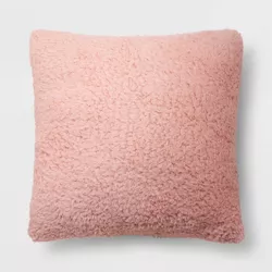 Sherpa Square Throw Pillow Light Pink - Room Essentials™