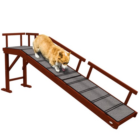 Pawhut Dog Ramp Dog Stairs For Small Medium Large Dogs Pet Stairs For Bed Or Couch With Removable Guardrails Non slip Surface 73 Long Brown Target