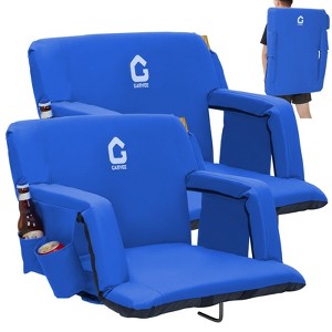 Extra Wide Stadium Seat with Back Support & Padded Cushion - Reclining Bleacher Chair with 6 Adjustable Angles, Anti-Slip Mat, with Cup Holders - 1 of 4