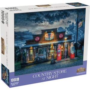 Mchezo 1000pc Americana Jigsaw Puzzle for Adults, Country Store at Night - 1 of 4