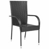 vidaXL Stackable Dining Chairs 2 pcs for Outdoor Use, Garden Patio Terrace, Made of Poly Rattan, Water-Resistant with Powder-Coated Steel Frame, Black - 3 of 4