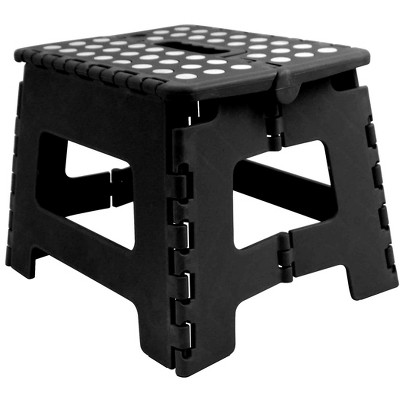 Home Basics Small Plastic Folding Stool with Non-Slip Dots