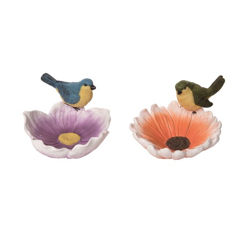 Transpac Resin Bird On Flower Decor Set of 2 Spring Home Decorations - image 1 of 1