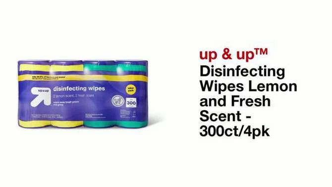 Lemon and Fresh Scent Disinfecting Wipes - 300ct/4pk - up &#38; up&#8482;, 2 of 5, play video