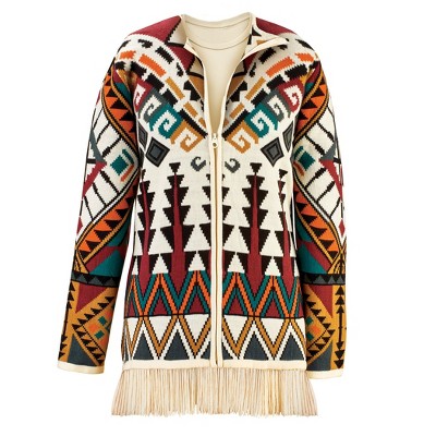 Collections Etc Southwest Zip Front Sweater