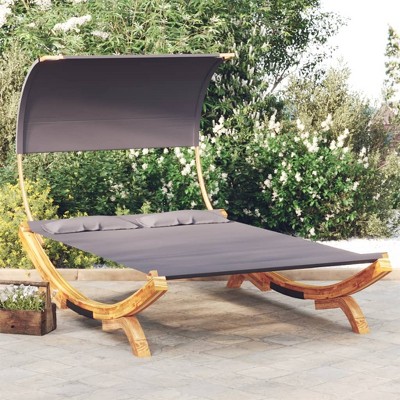 vidaXL Outdoor Lounge Bed Anthracite Solid bent wood and polyester fabric