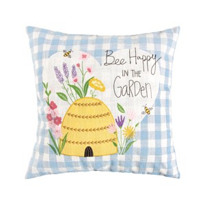 C&F Home 18" x 18" Bee Happy In Blue Embroidered Throw Pillow - 1 of 4