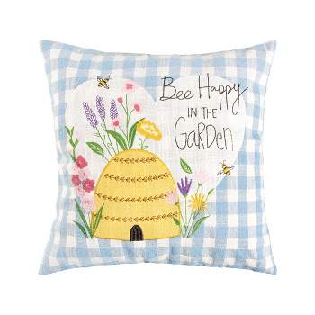 C&F Home 18" x 18" Bee Happy In Blue Embroidered Throw Pillow