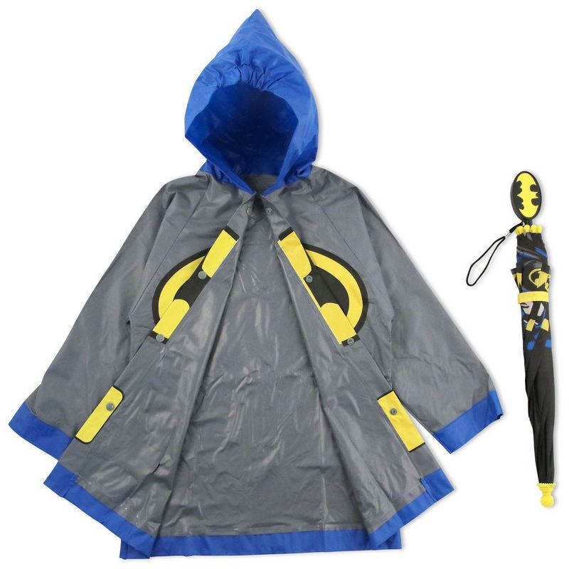 Batman Boy's Umbrella and Raincoat Set, Kids Ages 4-7, 3 of 6