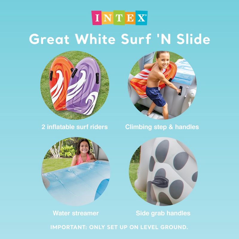 Intex Surf 'N Slide Inflatable Kids Backyard Splash Water Slide with 2 Surf Riders and Wet Set Adhesive Vinyl Tube Repair Patch 6 Pack Kit, 4 of 7