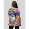 24seven Comfort Apparel Womens Multicolor Floral Print Elbow Sleeve V Neck Henley Tunic Top - 3 of 4
