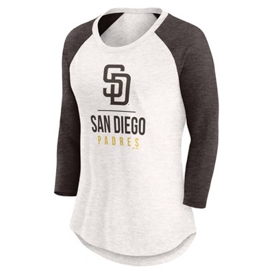 MLB San Diego Padres Women's White 3/4 Sleeve Fashion T-Shirt