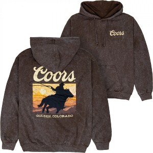Mens Coors Cow Western Sunset Mineral Wash Pull-Over Hoodie - 1 of 4