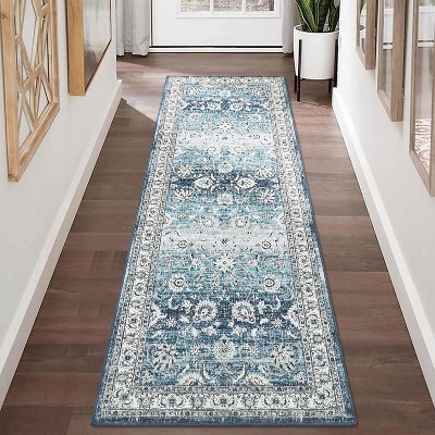Area Rug Large Washable Rugs for Living Room Non Slip Low Pile Aesthetic Carpet Indoor Soft Floor Carpet Vintage Oriental Distressed