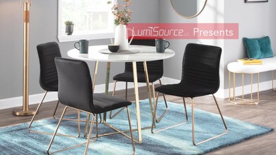 Set of 2 Gold Steel and Black Faux Leather Barstools