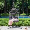 DOMETOUR Outdoor Egg Hanging Chair with Stand, Patio Wicker Swing Egg Chair Indoor Swinging Chair Outdoor Hammock Egg Chair - 3 of 4