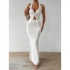Mocamel 2pcs/Set Women's Sleeveless Halter Neck Top And Plain Skirt - 3 of 4