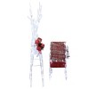 Syemin Decorative Holiday Scene Props 4ft Lighted Christmas Reindeer Sleigh Outdoor Yard Decoration Set Christmars Decor, White, 8"*22.1"*51.2" - 4 of 4