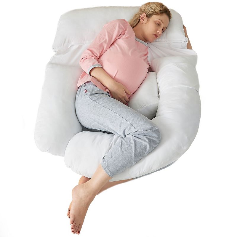 Cheer Collection U-Shaped Pregnancy Body Pillow - Customizable Full Body Support (White), 1 of 12
