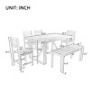 6-Piece Outdoor Dining Set, Dining Set with Dining Table and Armless Chairs and Bench, Dining Chairs with Acacia Wood Frame–Cuddlewood - 4 of 4