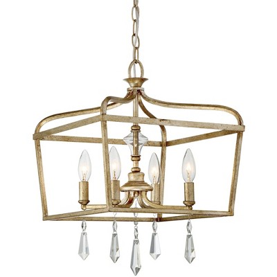 Minka Lavery Aged Brio Gold Pendant Chandelier 14 1/4" Wide French Clear Crystal 4-Light Fixture for Dining Room House Kitchen