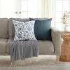 2-Pack Cotton Slub Navy Jacobean Throw Pillows and Pillow Inserts Set - Becky Cameron, Jacobean Navy, 20 x 20 - 3 of 4