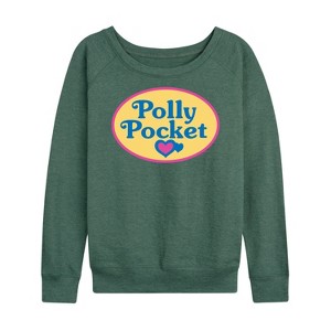 Women's - Polly Pocket - Polly Pocket Color Logo Lightweight French Terry Wide Neck Long Sleeve Shirt - 1 of 4