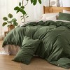 3 Pieces Linen Soft & Cozy Duvet Cover Linen Cotton Blend Bedding Set Tropical Plants Beige Color Cooling Bedding - 2 of 4