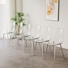 Set of 6 Dining Chairs Kitchen Home Armless Side Chair Silver Metal Legs - Silver - 2 of 4