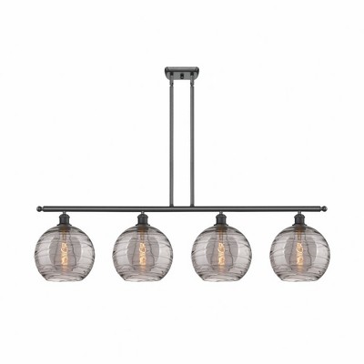 Athens Deco Swirl - 4 Light Stem Hung Island In Industrial Style-12.13 Inches Tall and 48.25 Inches Wide
