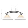 Toltec Lighting Bow 2 - Light Island Pendant Light in  Brushed Nickel with 12" Amber Crystal Shade - 2 of 2