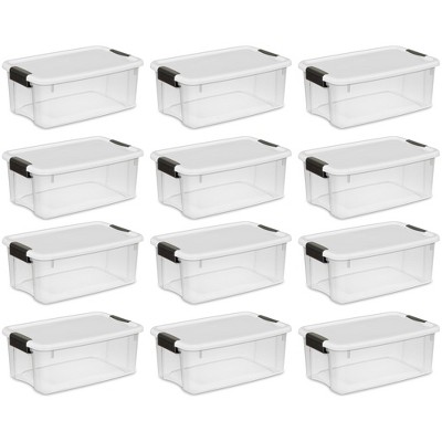 Clear Storage Bins with Lids, Small Stackable Storage Boxes with Locking  Latches and Handles (6.25 Quart, 12 Pack)