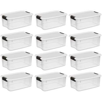 Sterilite 18 Qt Ultra Latch Box, Stackable Storage Bin With Lid, Plastic  Container With Heavy Duty Latches To Organize, Clear And White Lid, 18-pack  : Target