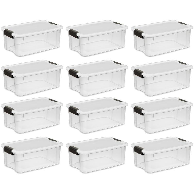Sterilite Plastic Stackable Storage Container Bin Box Tote with White Latching Lid Organizing Solution for Home & Classroom, 1 of 7
