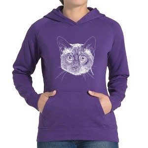 LA Pop Art Women's Word Art Hooded Sweatshirt - Siamese Cat - 1 of 4
