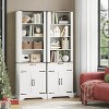 72" Tall Farmhouse Bookcase, Floor Standing Bookshelves with Doors and Drawer Adjustable Shelves for Home Office Living Room, White - 2 of 4
