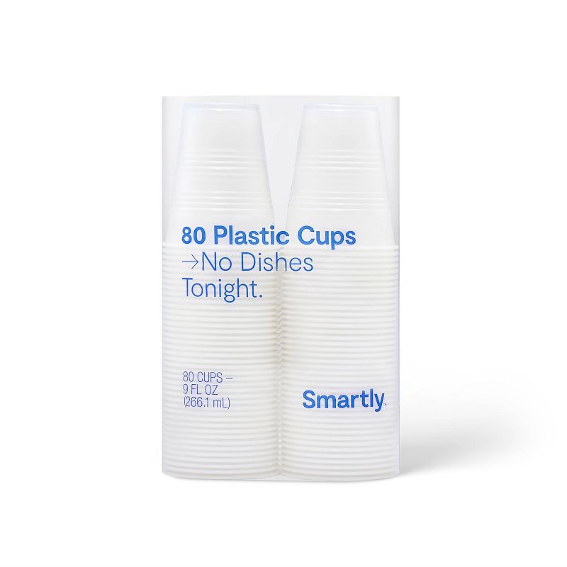 Clear Disposable Cup - 9 fl oz - 80ct - Smartly&#8482;, 1 of 4