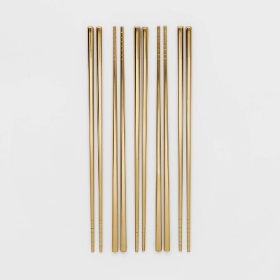 5pk Stainless Steel Chopsticks Set Gold - Threshold™