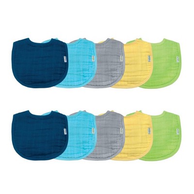 Image of Green Sprouts Muslin Bibs made from Organic Cotton (10 pack)-Blue Set-0-12mo