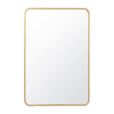 Large Rectangular Gold Metal Frame Wall Mirror