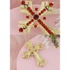 Anna-Kaci Silvery Tone Religious Cross Brooch Sparkling Aquamarine Blue or Victorian Clear Crystal Rhinestones - 4 of 4