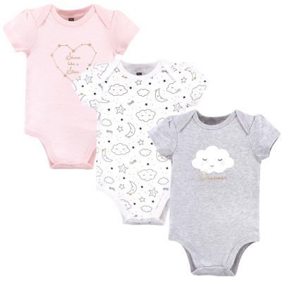 Image of Hudson Baby Infant Girl Cotton Bodysuits 3pk, Dreamer, 3-6 Months