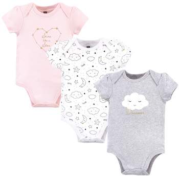 Hudson Baby Infant Girl Cotton Bodysuits 3pk, Dreamer