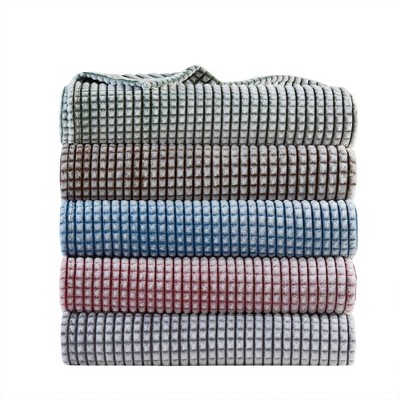 Twin Blue Plush All Season Carved Texture Blanket
