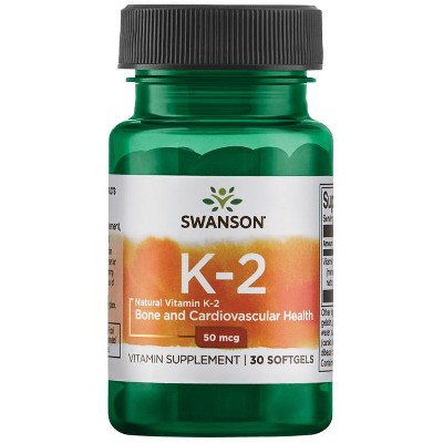 Swanson Vitamin K2 Supplements, Promotes Cardiovascular & Bone Health, Helps Support Blood Sugar Balance In Women, 30 Softgels pills