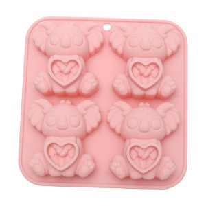 Unique Bargains Candy Mould 4-Cavity Koala Shaped Candy Mould Hand Wash Pink 5.31"x5.12"x1.02" 1 Pc - 1 of 4